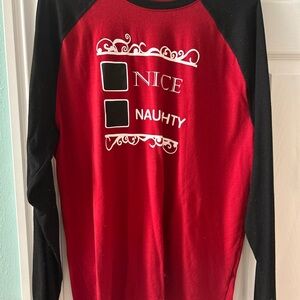Red and Black Long Sleeve Graphic Tee